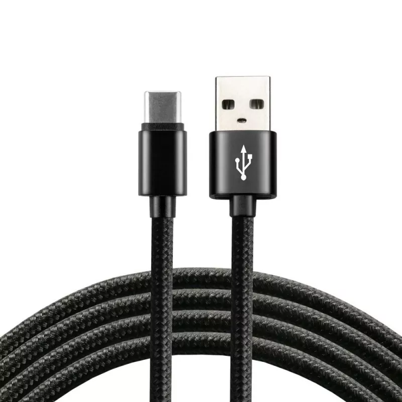 Cavo everActive USB-C 1 m - nero, intrecciato, ricarica rapida, 3 A - CBB-1CB
