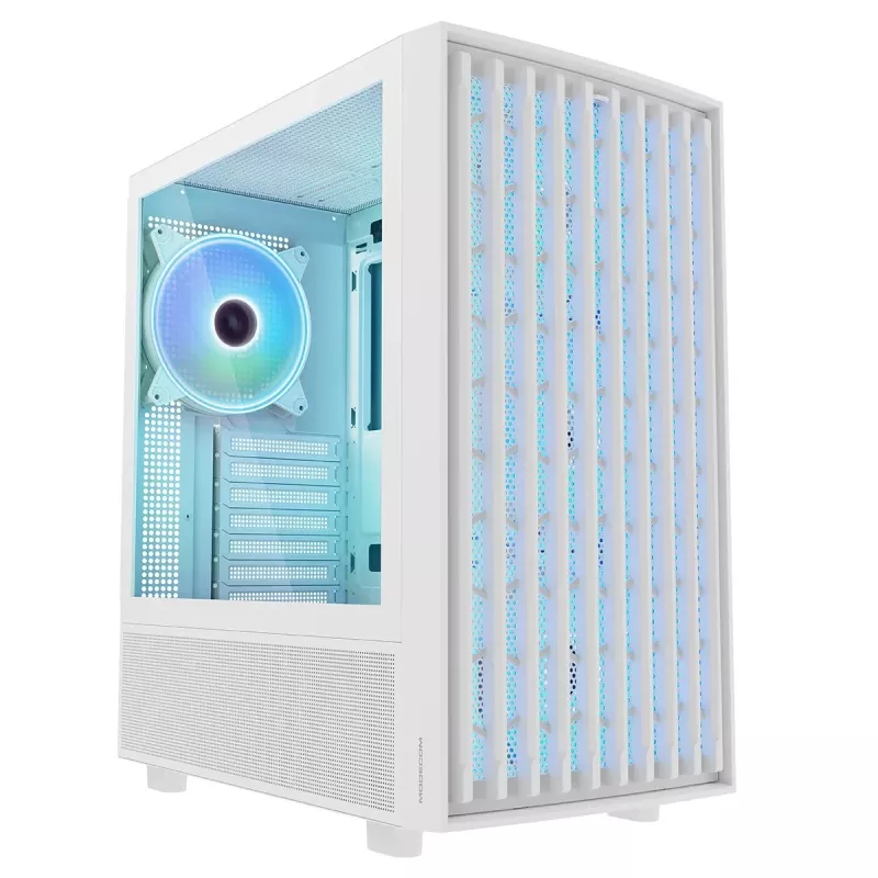 Case per PC MODECOM BREEZE ARGB Flow MIDI, ATX, USB 3.0 ×2 + USB-C, bianco