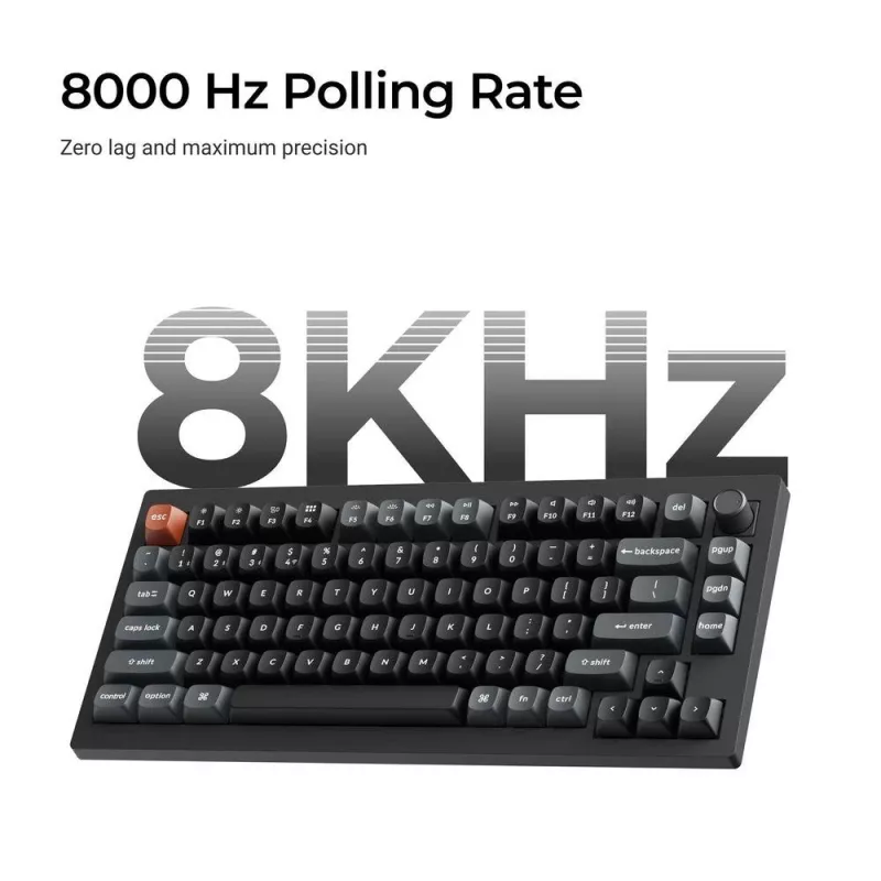 Tastiera meccanica Keychron V1 Ultra 8K — 75% QWERTY, Bluetooth, con filo, RGB, nero