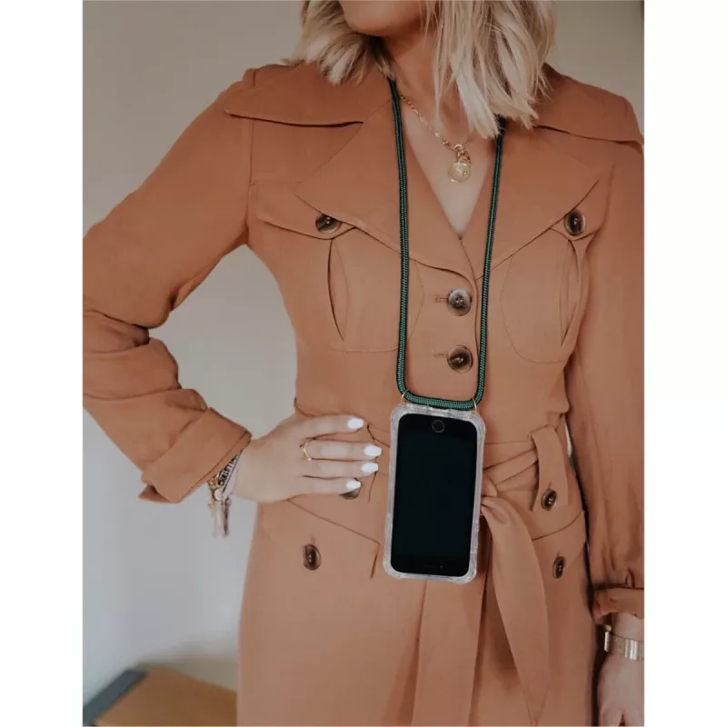 Custodia con collana per telefono Lookabe per iPhone X / Xs — oro con laccio verde