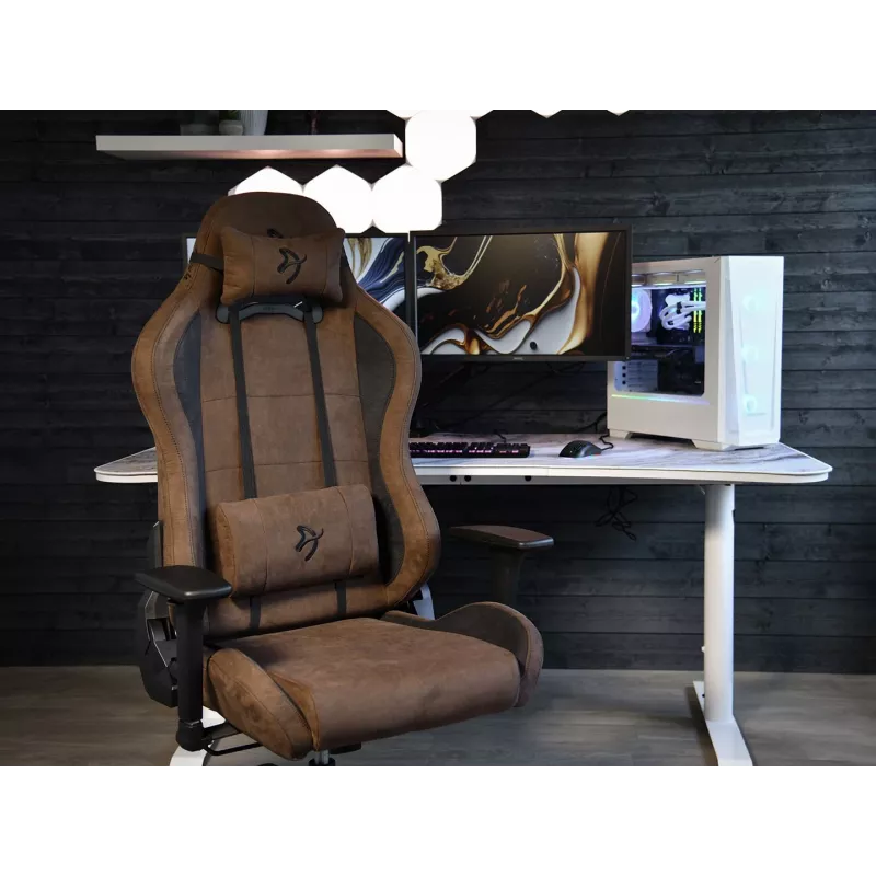 Sedia gaming Arozzi Torretta SuperSoft – ergonomica marrone, design di supporto