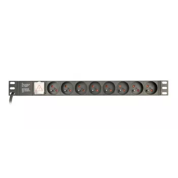 Unità di distribuzione dell'alimentazione Gembird EG-PDU-014-FC14, 8 prese AC, ingresso C14, cavo 3 m, case in alluminio 1U, 10 A, 3680 W