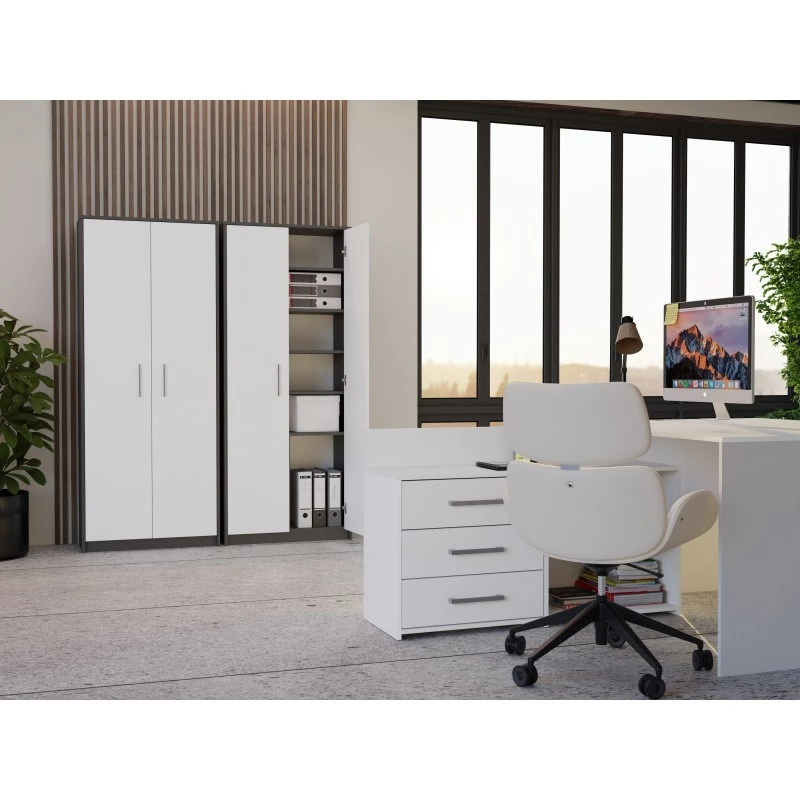 OLIV 2D CLOSED SHELVING UNIT, antracite/bianco SET