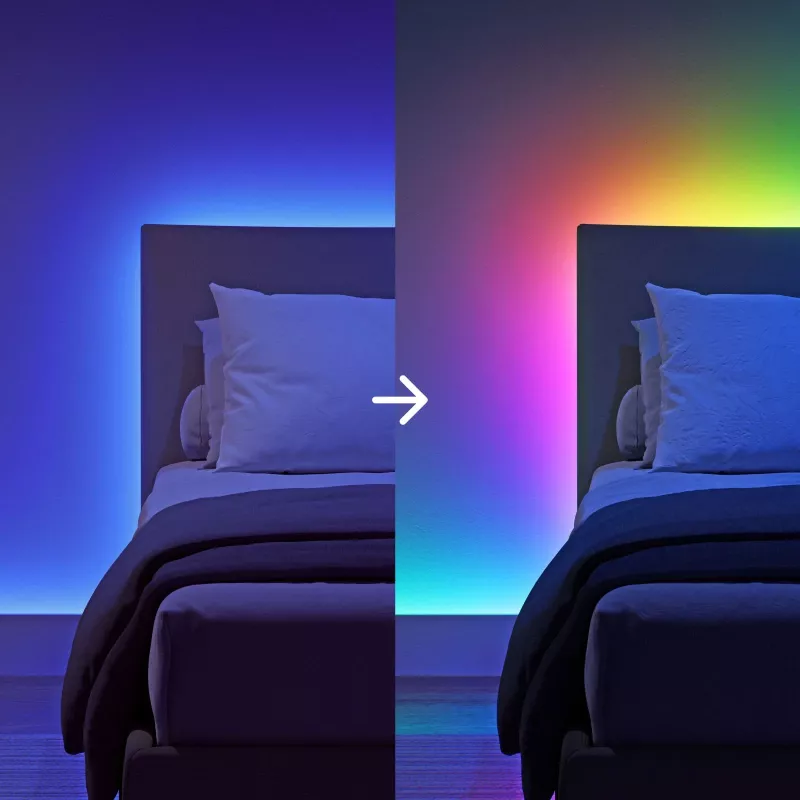 Nanoleaf Essentials NF085K02-5ALS Matter striscia luminosa HD smart multicolore, starter kit, 5 m, 300 LED, oltre 16 milioni di colori, 550 lm, 18 W, 2700-6500 K, Wi-Fi/Bluetooth