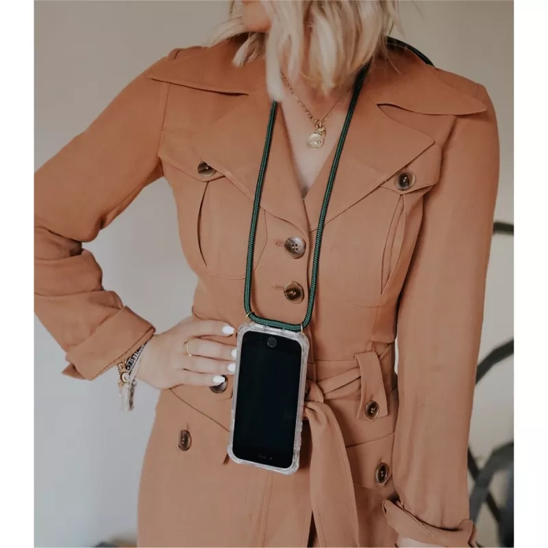 Collana per telefono Lookabe loo014 per iPhone XR – custodia protettiva oro-verde con laccio