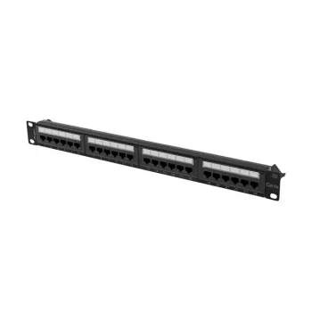 Patch panel 1U LANBERG PPUA-1024-B, 24 porte, Cat6a, U/UTP, rack 1U, profondità 102 mm, metallo, nero