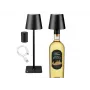 Beper P201UTP118 lampada da tavolo LED ricaricabile, 1,5 W, interruttore touch, dimmerabile, adattatore per bottiglia da 33 mm, resistente all'acqua, nera