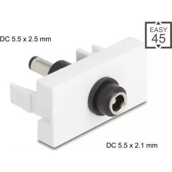 Adattatore di alimentazione DC DELOCK Easy 45 modulo 5,5 x 2,1 mm su 5,5 x 2,5 mm
