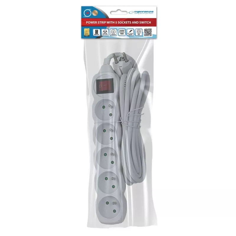 Esperanza ELK215W distributore di corrente 3 m 5 presa/e AC per interni bianco
