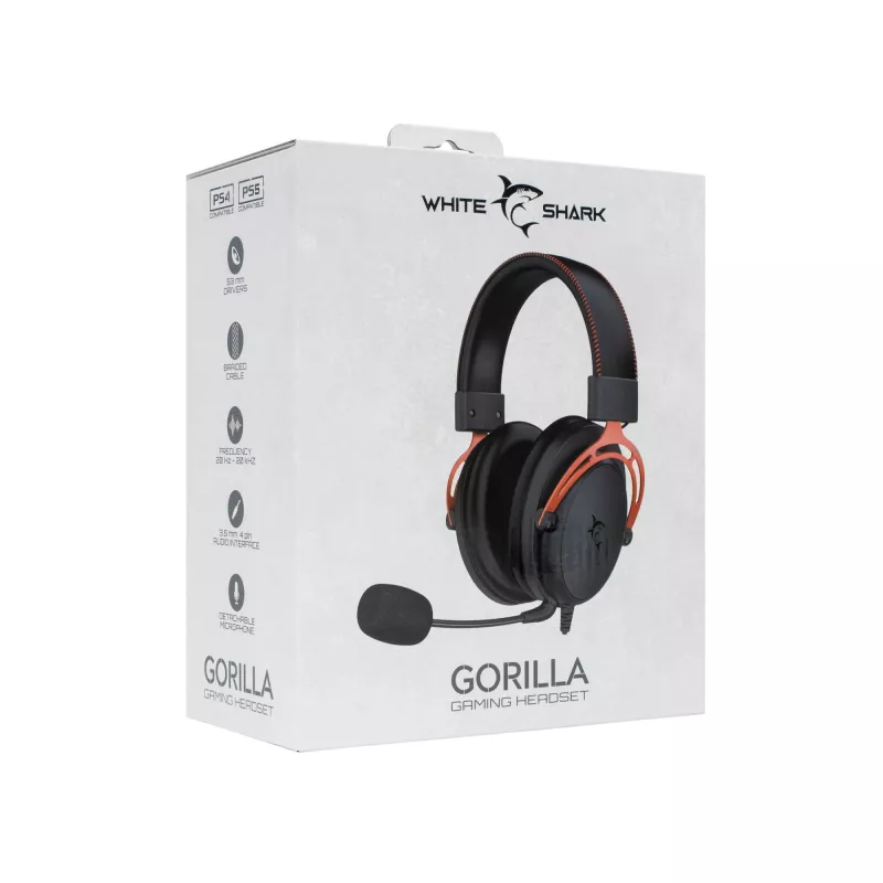 Cuffie White Shark GH-2341 Gorilla nero/rosso
