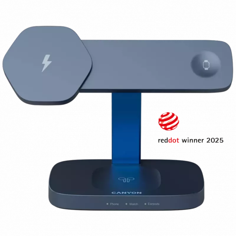 Stazione di ricarica wireless CANYON WCS-310 Canyon grigio scuro – caricabatterie verticale compatibile Qi