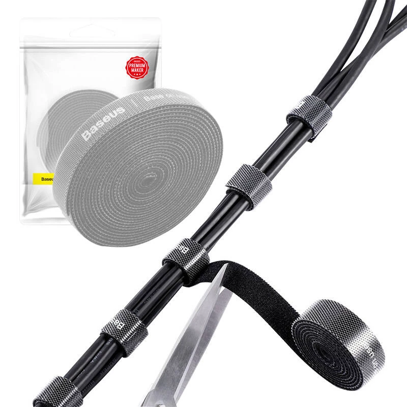 Accessorio per cavi Baseus ACMGT-F0G — fascia in velcro, lunghezza 3 m, grigio