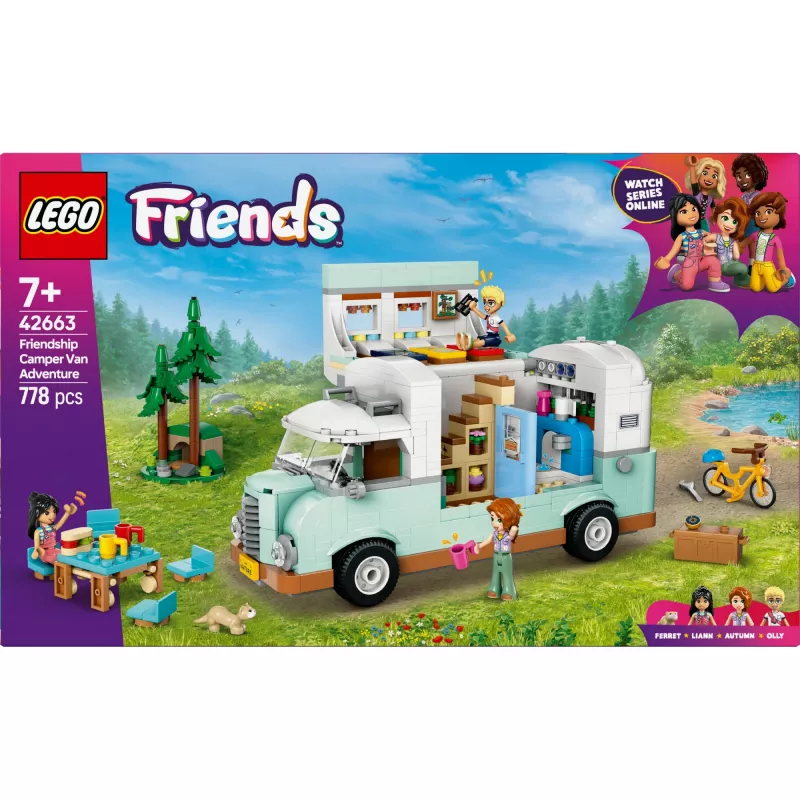 Set LEGO Motor Home 42663 — camper LEGO Friends, 778 pezzi, 3 mini bambole, da 7 anni