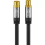 Goobay Cavo antenna TV (tipo 135 dB), schermatura a 4 strati, 10 m, nero – placcato oro, presa coassiale > spina coassiale (70389)