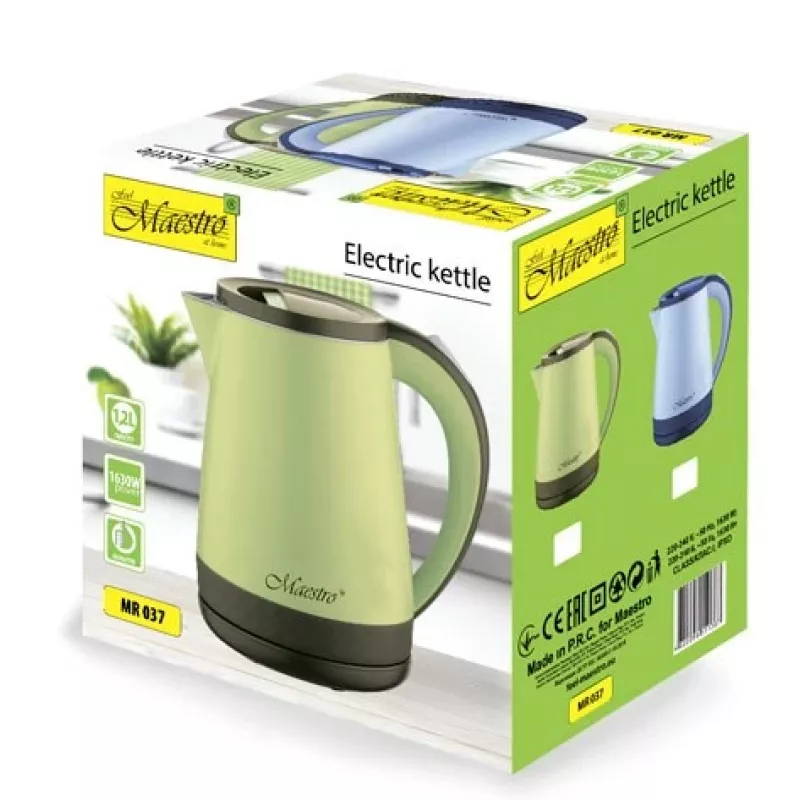 Bollitore Maestro MR-037 1,2 L 1630 W acciaio inox, blu, base girevole 360°