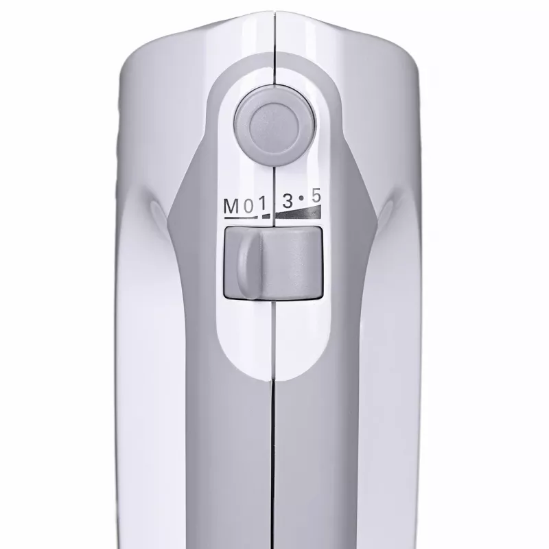 Frullatore a mano Bosch MFQ36480 – 450 W, 5 velocità con turbo, grigio/bianco, fruste e ganci per impastare
