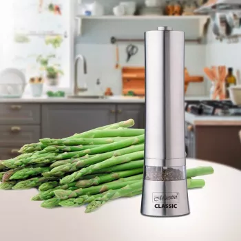 Macina spezie elettrico Maestro MR-1722 200W acciaio inox, macinino da tavolo a batteria con macine in ceramica