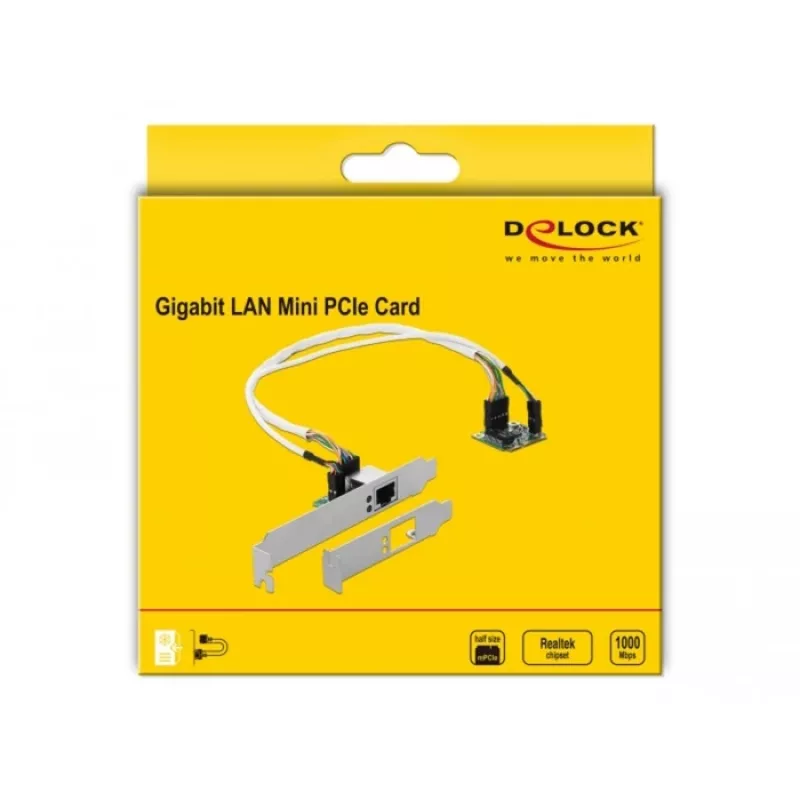 DeLOCK Mini PCIe I/O PCIe half size 1 x Gigabit LAN Low Profile - adattatore di rete - PCIe Half Mini Card - Gigabit Ethernet x 1 (95265)