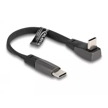 Cavo piatto USB 2.0 DeLOCK connettore maschio USB Type-C su connettore maschio USB Type-C angolare PD 3.0 60 W 14 cm nero