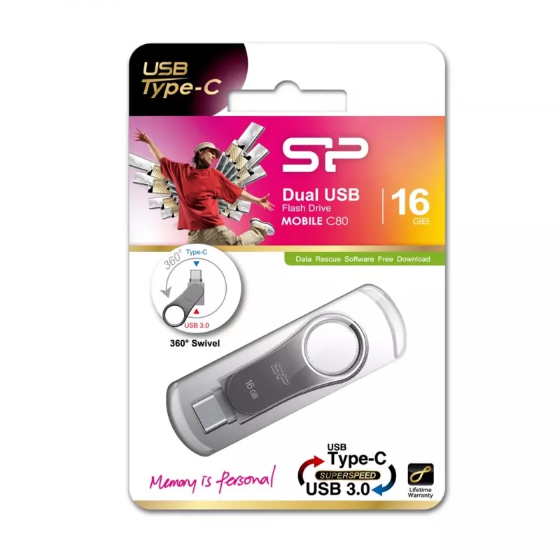 Chiavetta USB Silicon Power 16 GB USB Type-A / USB Type-C, USB 3.2 Gen 1, titanio, custodia in zinco