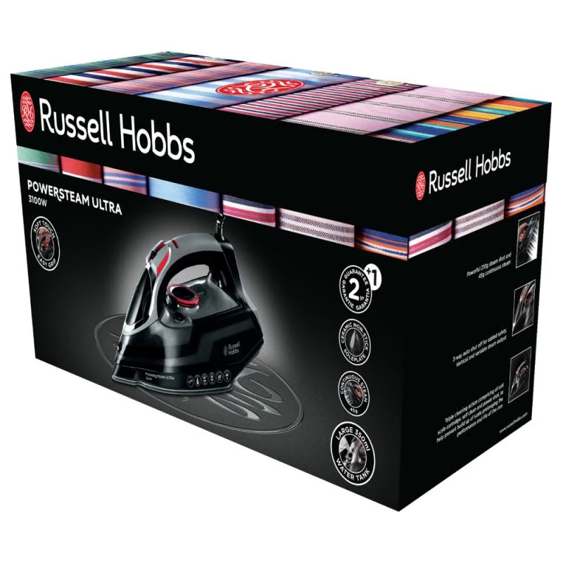 Russell Hobbs 20630-56 ferro da stiro a secco e a vapore piastra in ceramica 3100 W nero, grigio