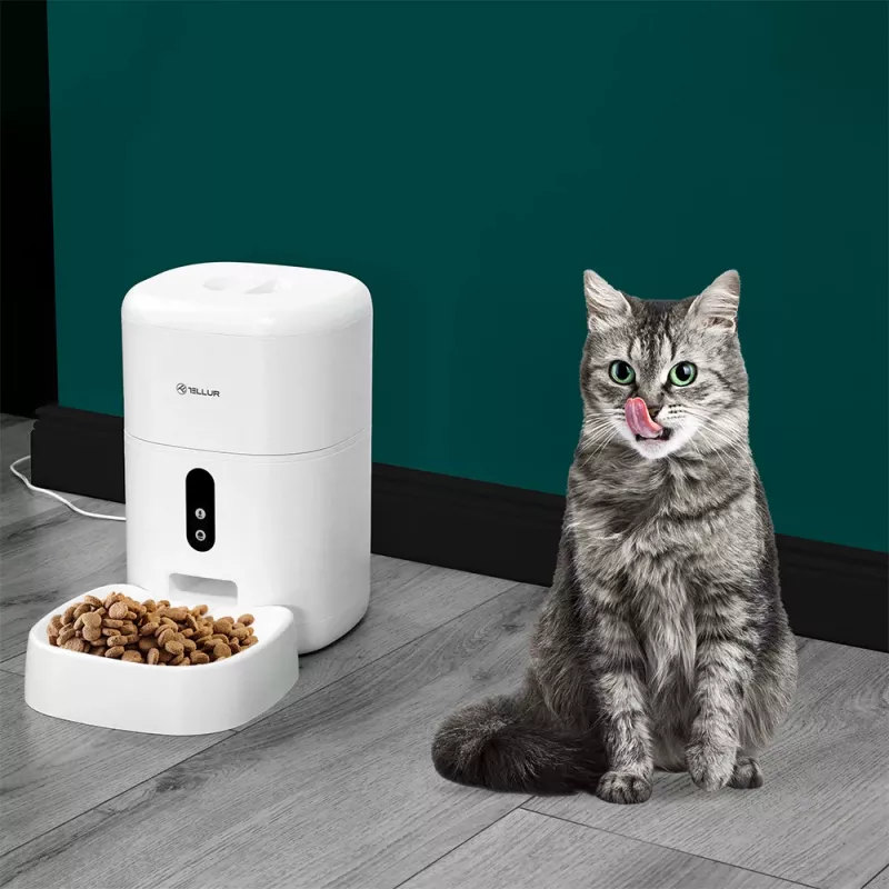 Distributore automatico di cibo Tellur TLL331461 con telecamera UltraHD, 4 l, bianco