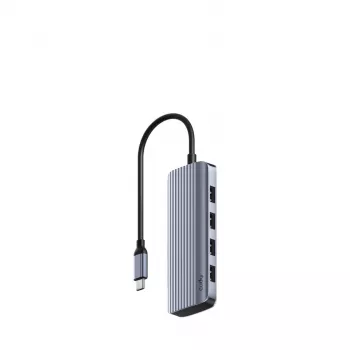 Hub USB-C Cudy UH500 — host USB 3.2 Gen 1 Type-C, 6 porte con USB 3.2 Gen 1 Type-A e HDMI, 5000 Mbit/s, grigio/argento