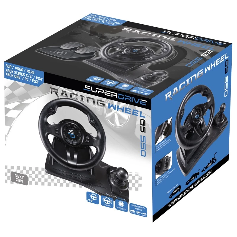 Volante + pedali gaming Subsonic SA5596-NG nero USB 270°