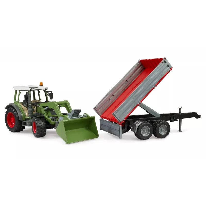 Trattore giocattolo BRUDER Fendt Vario 211 con caricatore frontale e rimorchio laterale