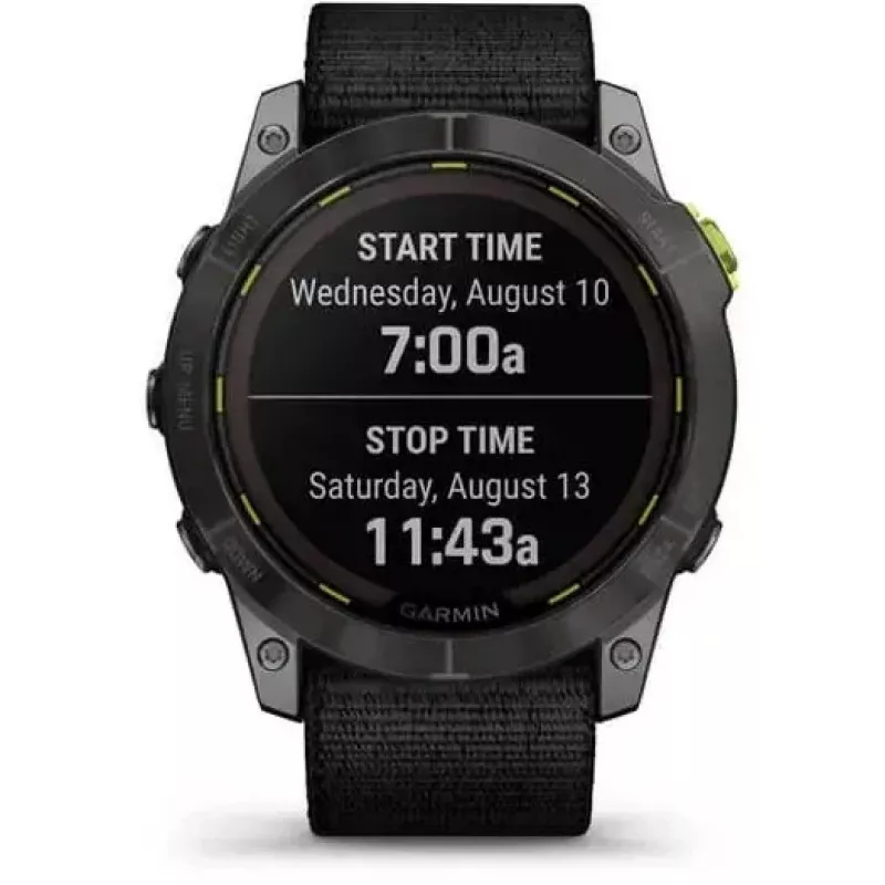 Orologio sportivo Garmin Enduro 2 Sapphire Solar 35 mm, schermo tattile MIP 1,4" 280 x 280, 32 GB, GPS, Wi-Fi, cassa in titanio DLC Carbon Grey, cinturino nero