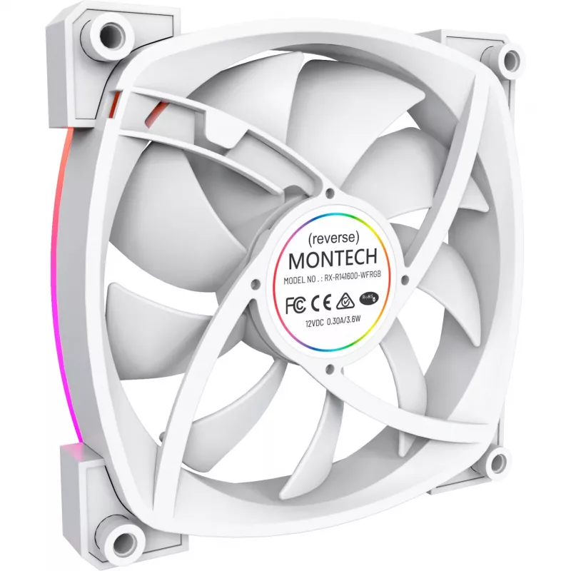 Ventola per case Montech RX140 PWM 140 mm ARGB - bianca
