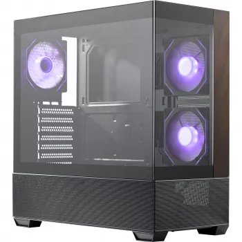 Cooler Master Elite 690 case PC, Midi-Tower, ATX, Tempered Glass - 4x ventole ARGB, legno, nero