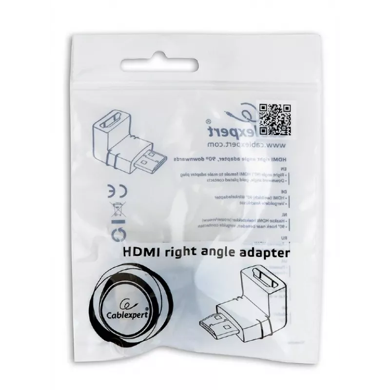Adattatore HDMI GEMBIRD A-HDMI90-FML, HDMI a HDMI, adattatore ad angolo retto 90°, nero