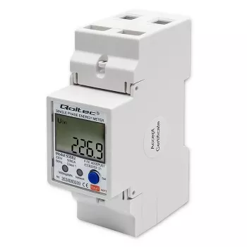 Qoltec 50882 contatore elettronico monofase del consumo energetico per guida DIN | Wi-Fi | TUYA | 230V | LCD