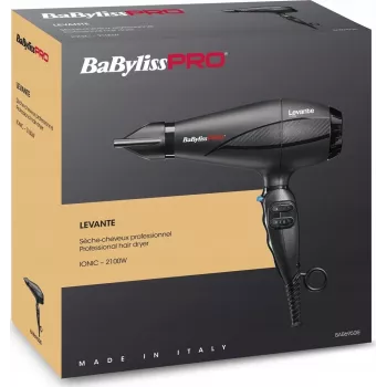 Asciugacapelli BaByliss PRO Levante 2100 W, motore AC, ionico, 2 temperature/2 velocità, nero