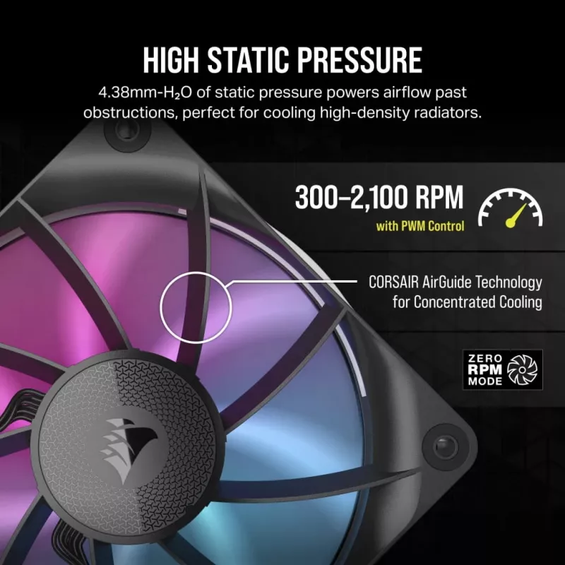 Ventola Corsair iCUE LINK RX120 RGB 12 cm Nero 400-2100 giri/min
