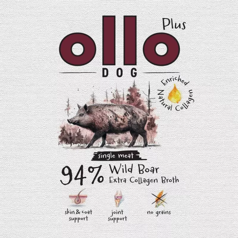Ollo Plus Collagen cinghiale 400 g scatoletta per cani