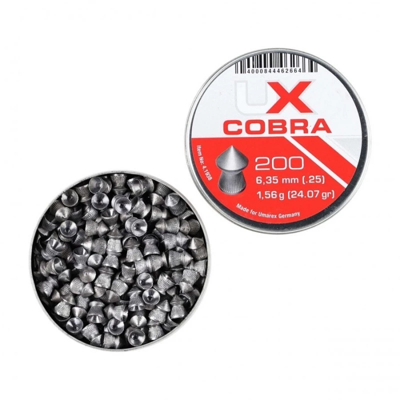 Umarex Cobra Pointed Ribbed 121-258 pallini per armi ad aria compressa 6,35 mm, 200 pz.