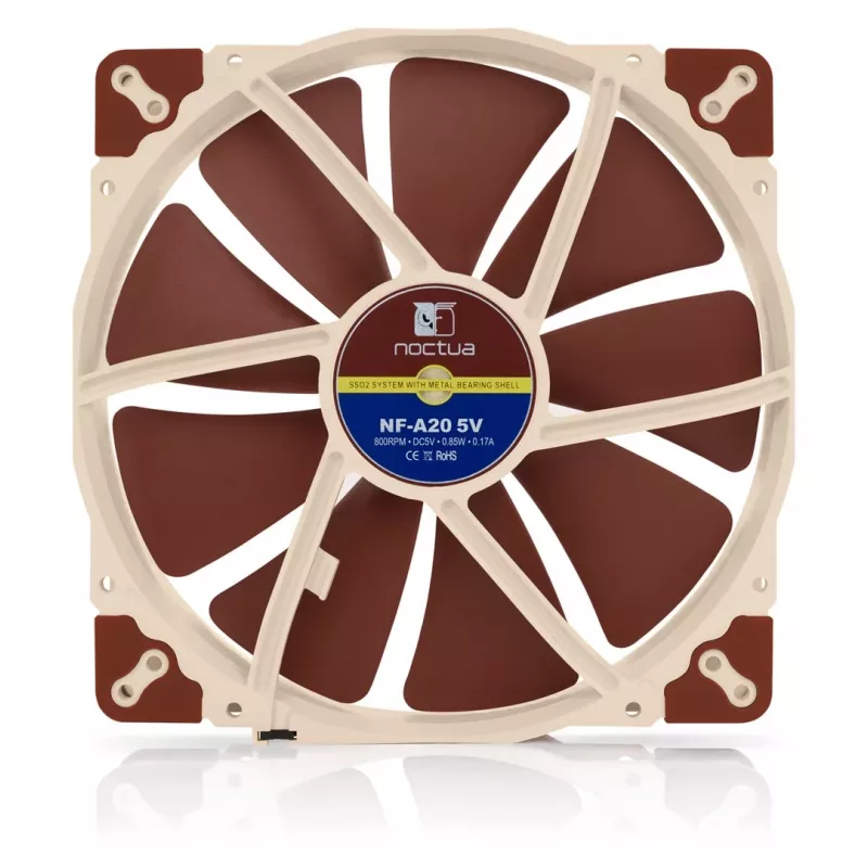 Noctua NF-A20 5V ventola per case, 200x200x30 mm, 5 V, 3 pin, beige/marrone