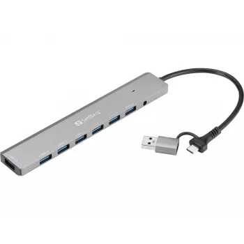 Hub USB SANDBERG 136-66 — 7 porte USB 3.0, esterno con alimentazione