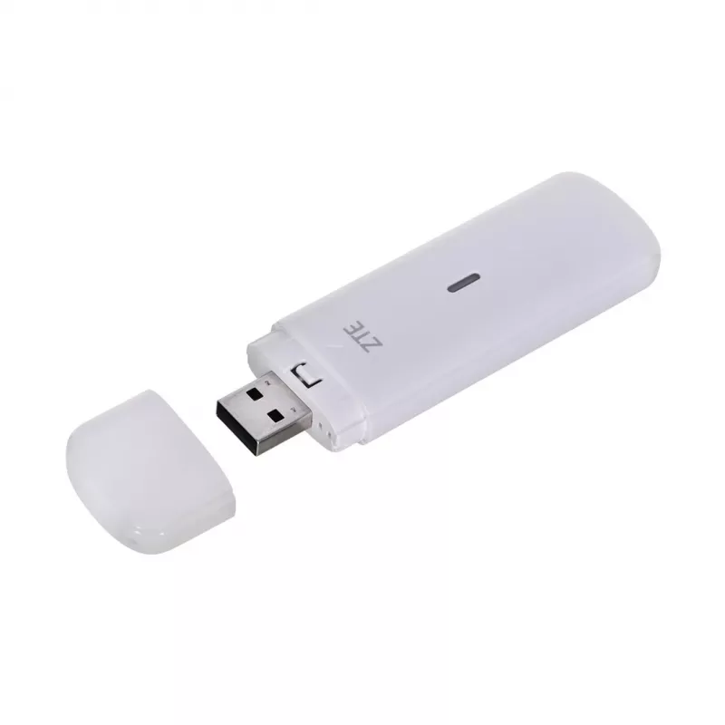 Modem USB mobile ZTE MF833N, formato USB portatile, 4G LTE-FDD/TDD fino a 150 Mbit/s, supporto HSUPA/2G, slot microSD, bianco