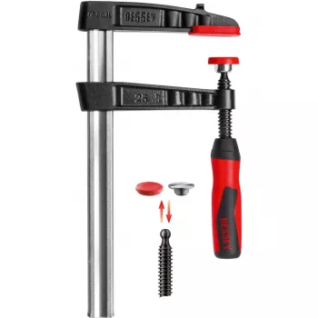 Morsetto a vite in ghisa malleabile originale Bessey TG con impugnatura in plastica a 2 componenti - morsetto a vite - ferro - plastica - 25 cm