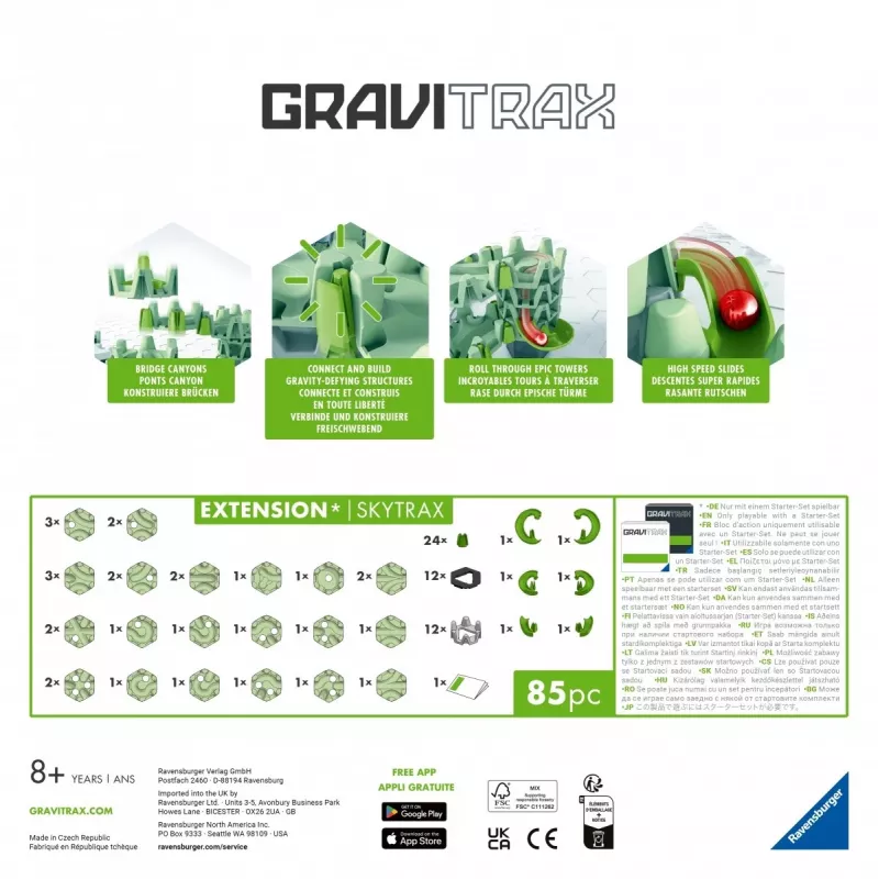 Pista di biglie Ravensburger GraviTrax espansione Skytrax da 8 anni