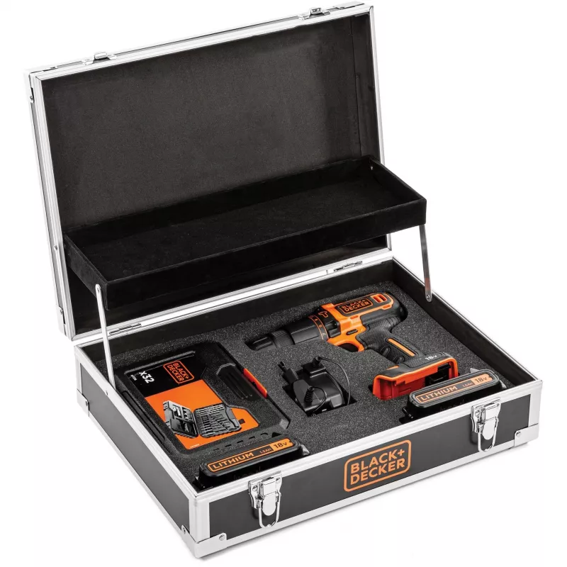 Trapano Black & Decker BDCHD18B2FC-QW 18V agli ioni di litio 2 batterie