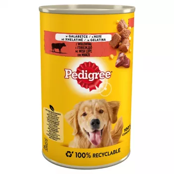 Cibo umido per cani Pedigree manzo adult 400 g scatola — gusto manzo, proteine 7,2%, grassi 3,8%, umidità 82,5%