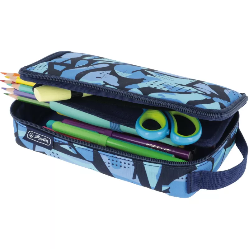Astuccio Herlitz 2 Go CamoBlue poliestere blu 210x130x60mm