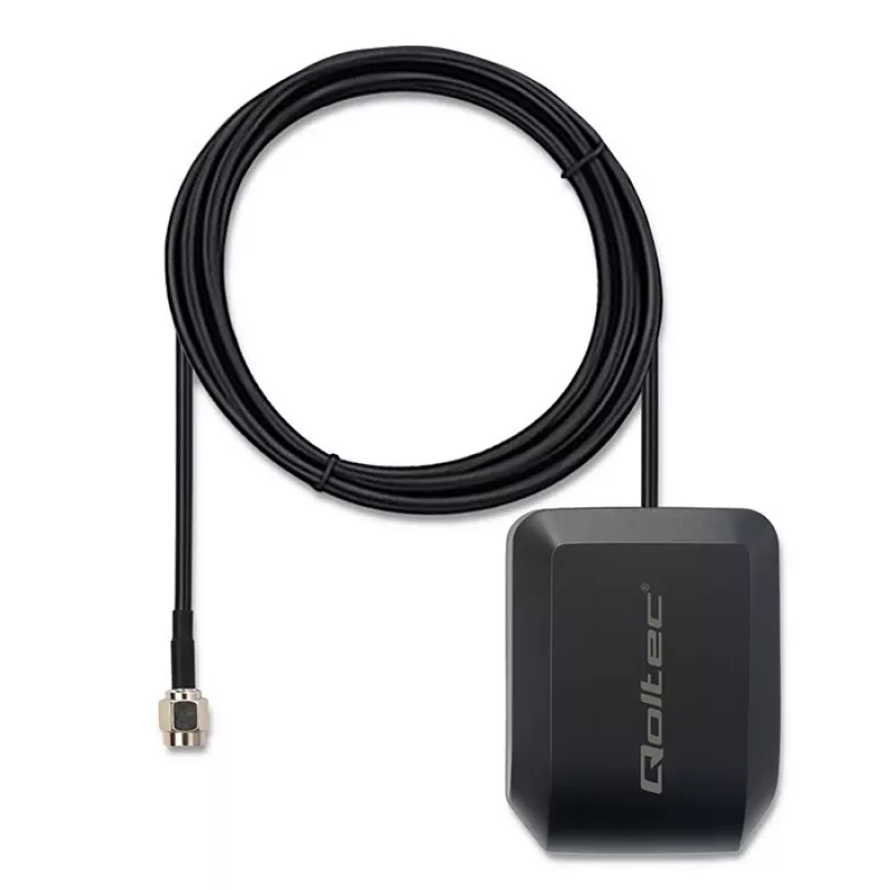 Antenna GPS/GLONASS QOLTEC modello 57055 con base magnetica, guadagno 28 dB