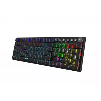 Tastiera IBOX AURORA K-6 — Full-Size QWERTY, RF Wireless + Bluetooth, retroilluminazione RGB, tasti meccanici low-profile, nero