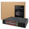 Switch di rete QOLTEC 52292 — Gigabit Ethernet PoE, 16x RJ45, 2x RJ45 uplink, 2x SFP