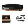 Torcia frontale Duracell DH1500R — nera/arancione, illuminazione ricaricabile a mani libere